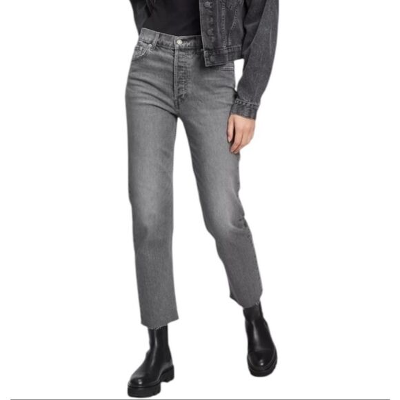 Gap Cheeky straight grey high rise raw hem jeans size 28/6 tall - Picture 1 of 12
